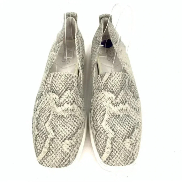 Franco Sarto flats size 8.5 38.5 Boston cream gray snakeskin print faux leather - Picture 1 of 12